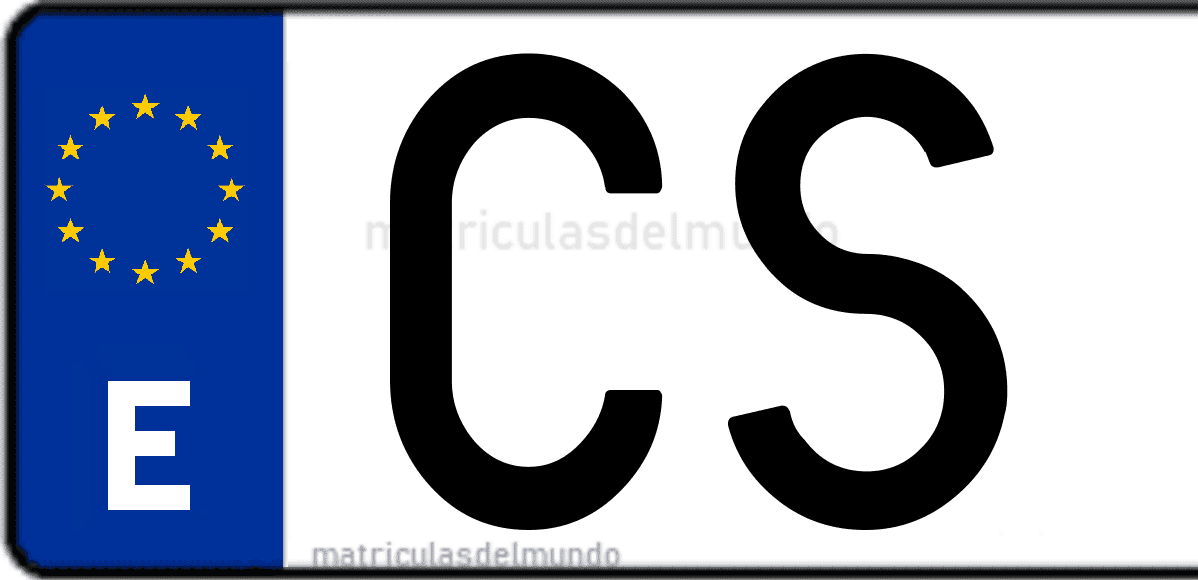 Imagen de una parte de una matrícula de coche española con código CS
