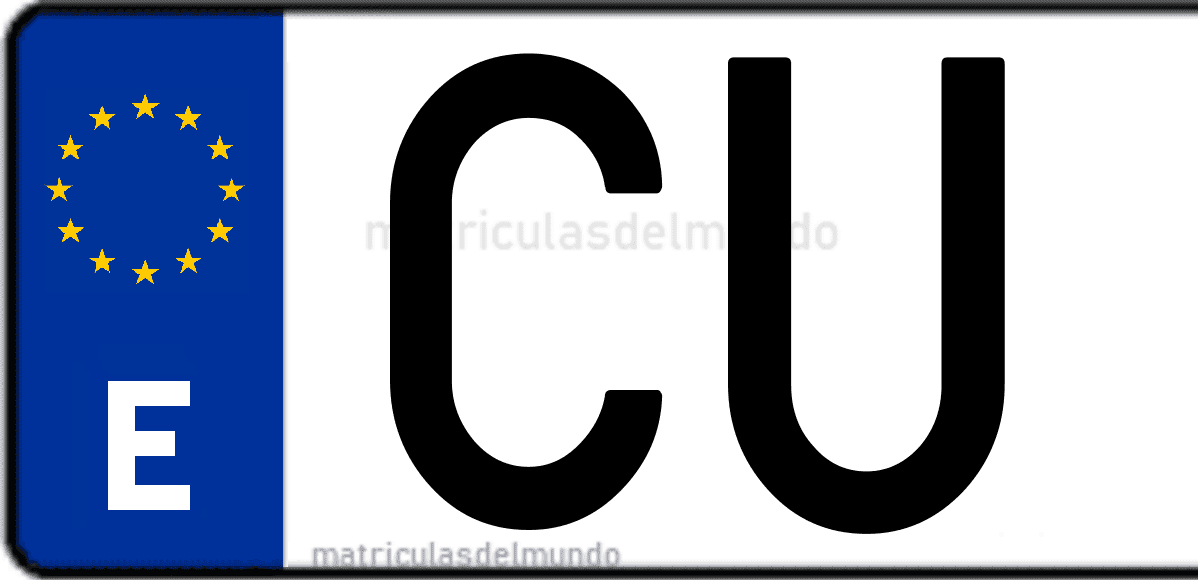 Imagen de una parte de una matrícula de coche española con código CU