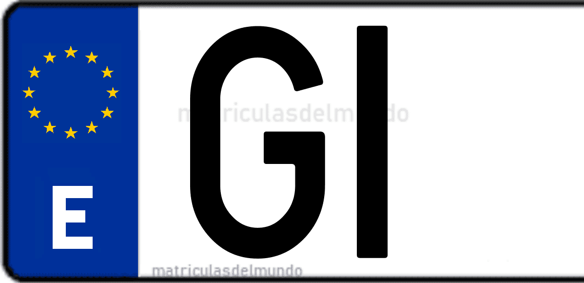 Imagen de una parte de una matrícula de coche española con código GI