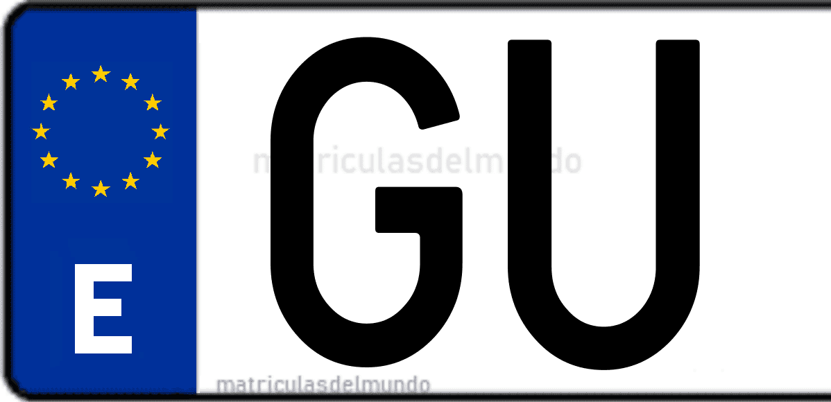 Imagen de una parte de una matrícula de coche española con código GU