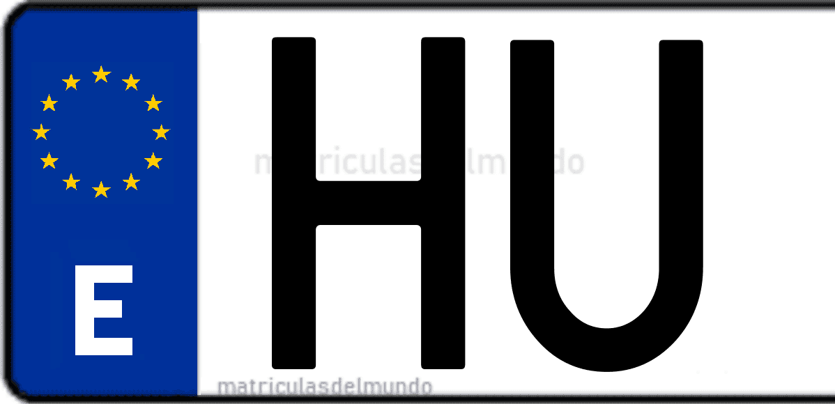 Imagen de una parte de una matrícula de coche española con código HU