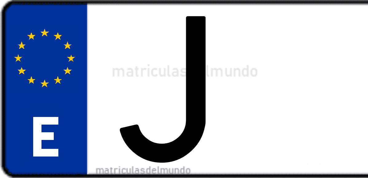 Imagen de una parte de una matrícula de coche española con código J