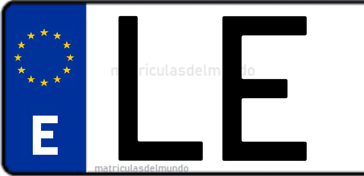 Imagen de una parte de una matrícula de coche española con código LE