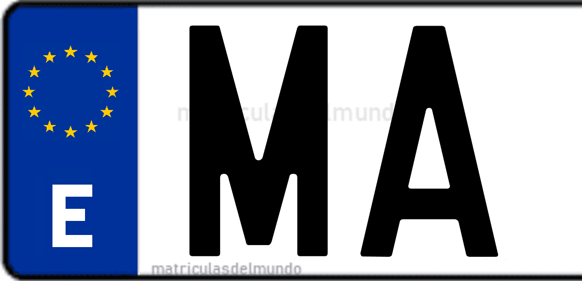 Imagen de una parte de una matrícula de coche española con código MA