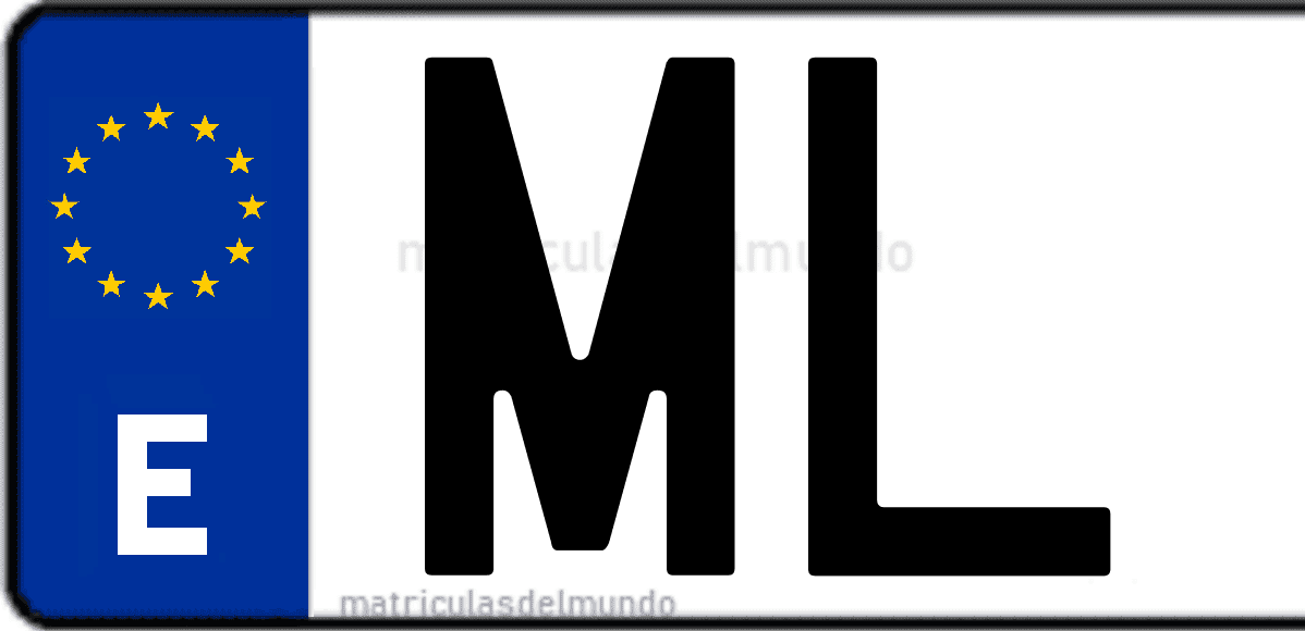 Imagen de una parte de una matrícula de coche española con código ML