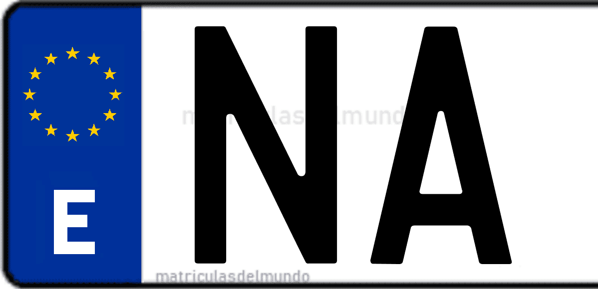Imagen de una parte de una matrícula de coche española con código NA
