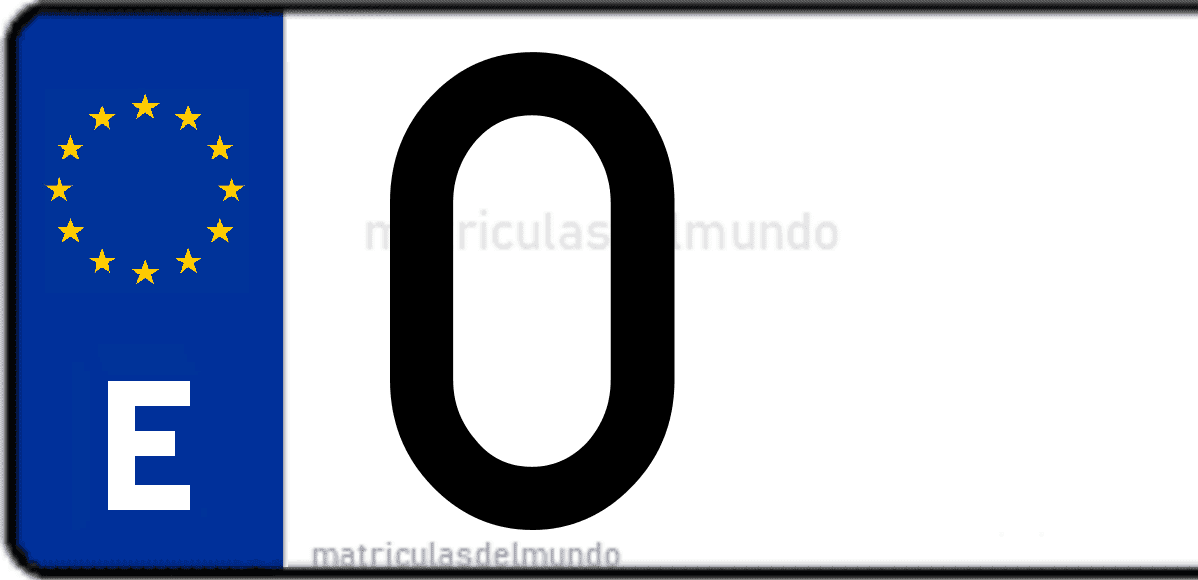 Imagen de una parte de una matrícula de coche española con código O