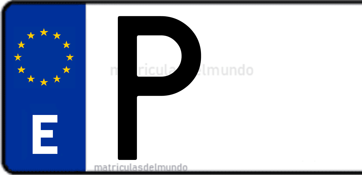 Imagen de una parte de una matrícula de coche española con código P