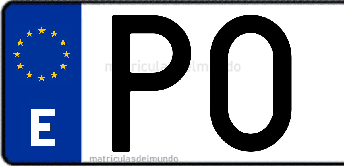Imagen de una parte de una matrícula de coche española con código PO