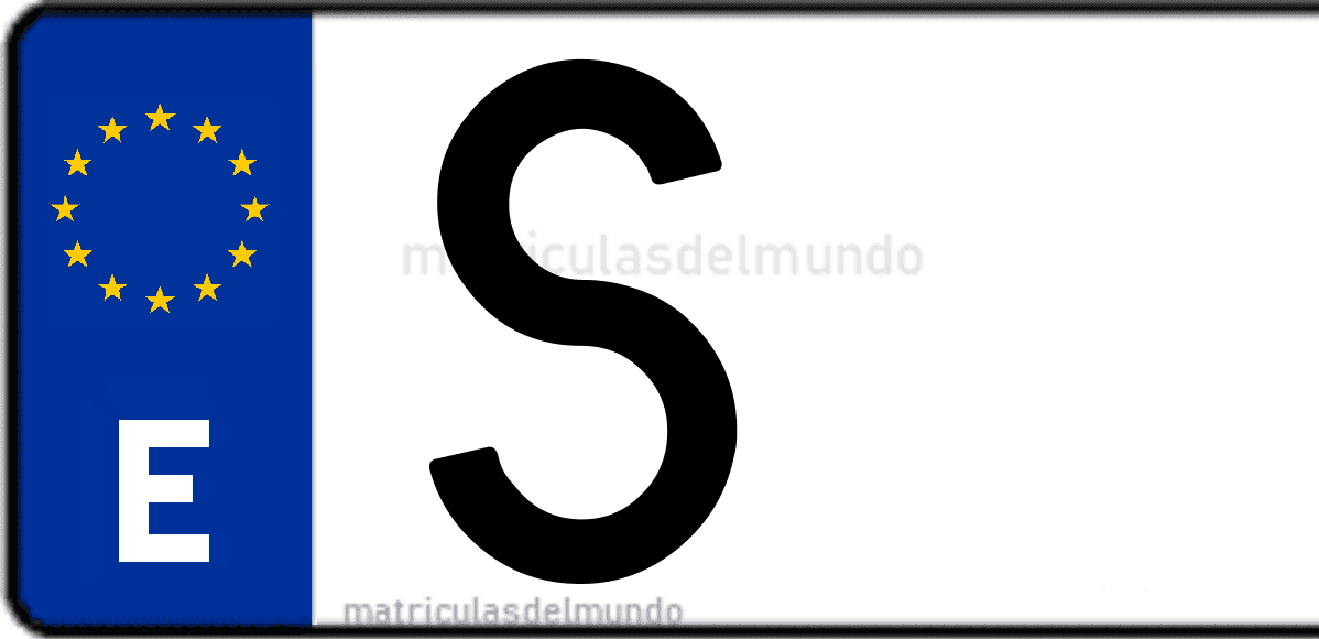 Imagen de una parte de una matrícula de coche española con código S