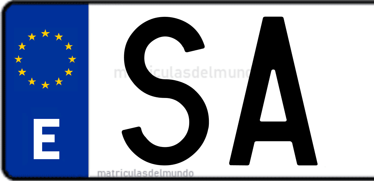 Imagen de una parte de una matrícula de coche española con código SA
