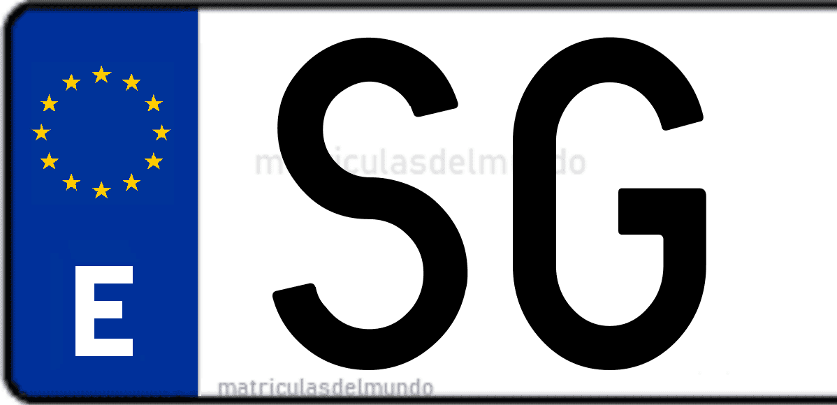 Imagen de una parte de una matrícula de coche española con código SG