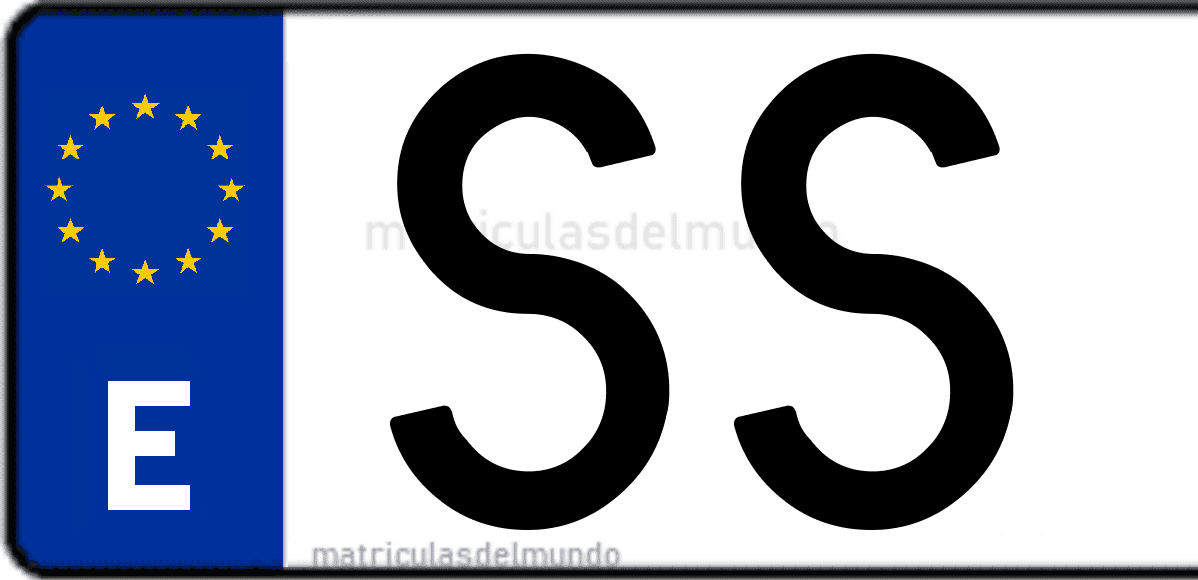 Imagen de una parte de una matrícula de coche española con código SS