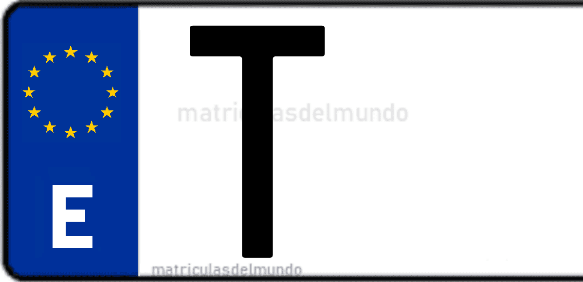 Imagen de una parte de una matrícula de coche española con código T