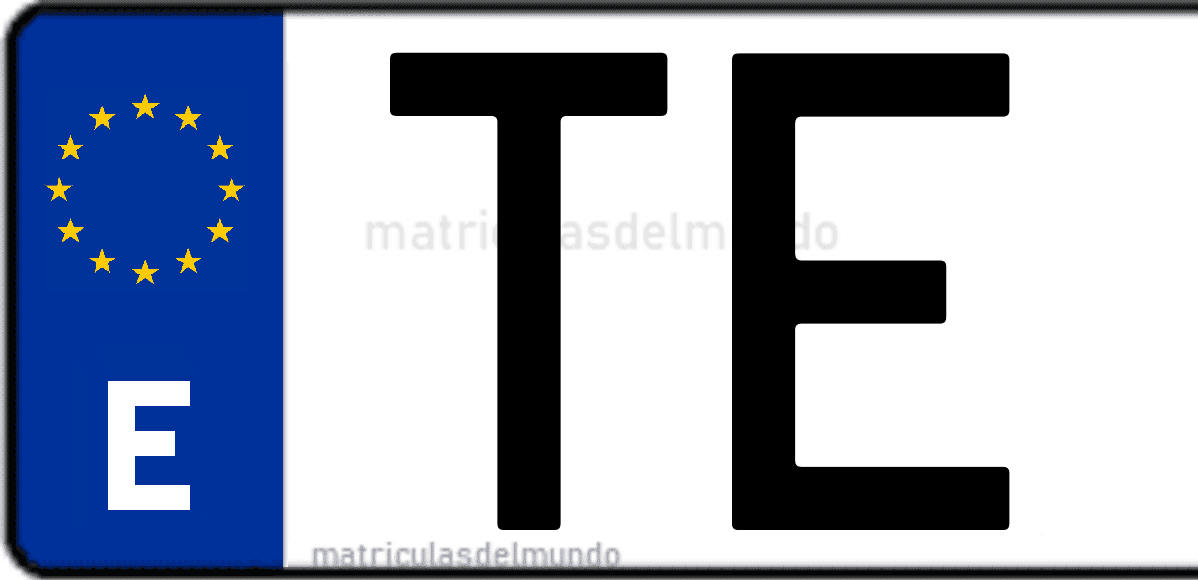 Imagen de una parte de una matrícula de coche española con código TE