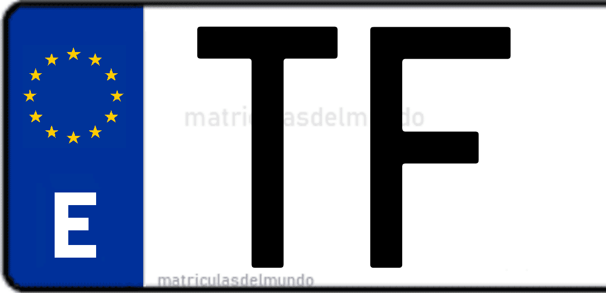 Imagen de una parte de una matrícula de coche española con código TF
