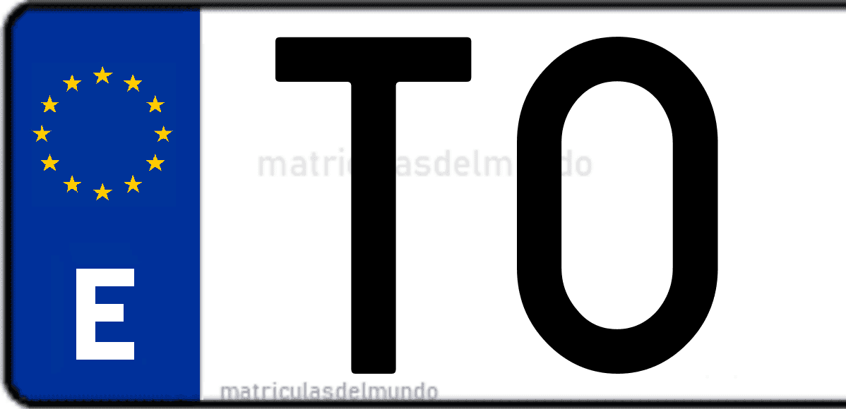 Imagen de una parte de una matrícula de coche española con código TO