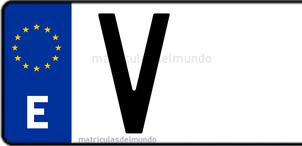 Imagen de una parte de una matrícula de coche española con código V