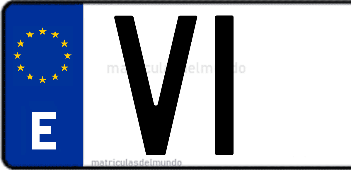 Imagen de una parte de una matrícula de coche española con código VI