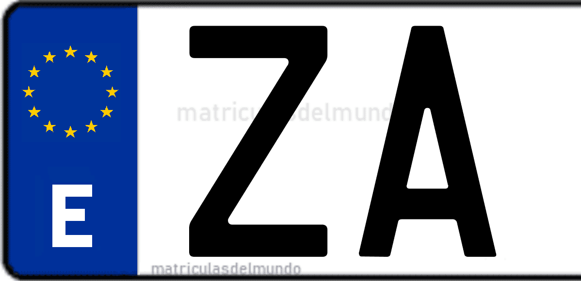 Imagen de una parte de una matrícula de coche española con código ZA