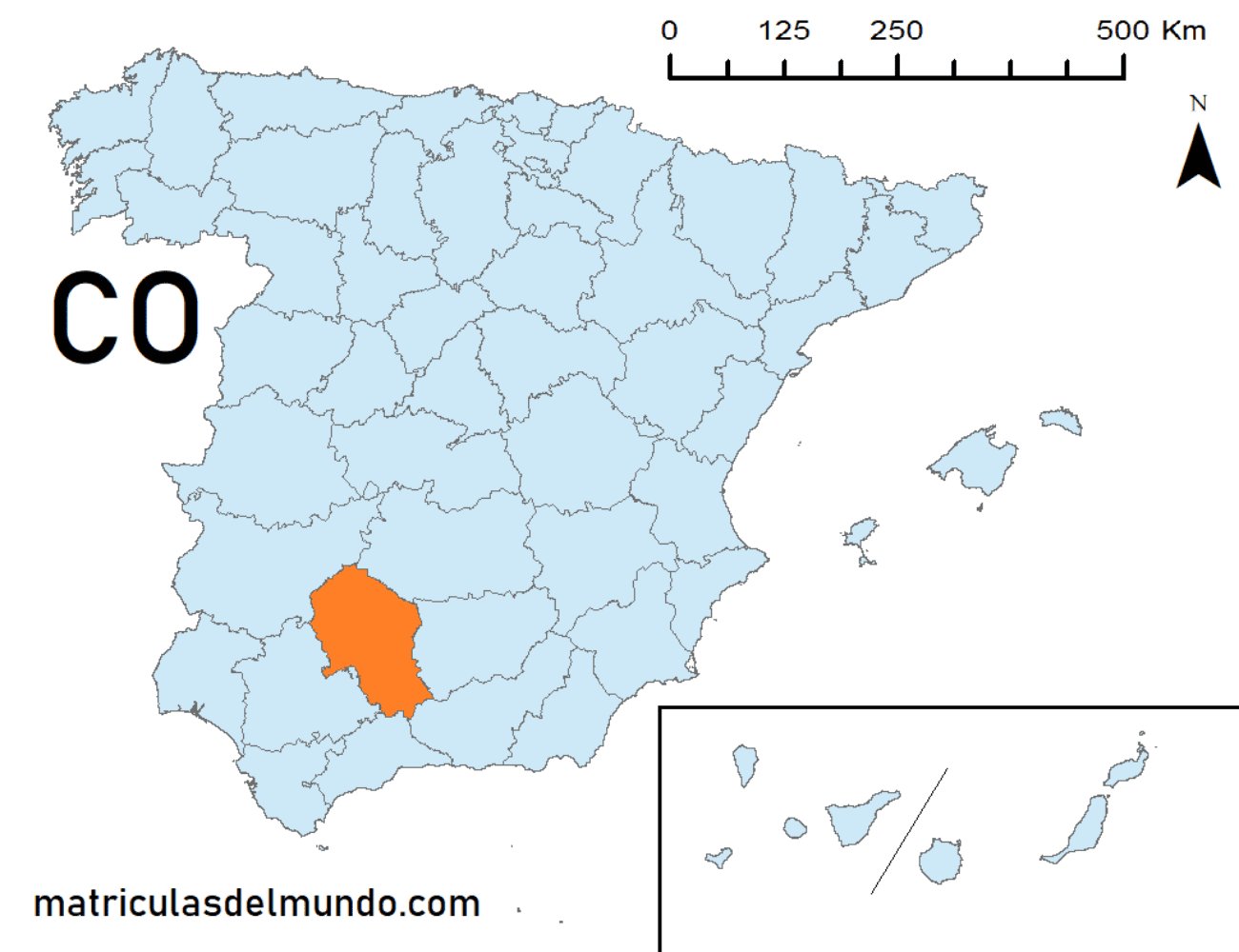 Mapa de la provincia de Córdoba señalada en naranja