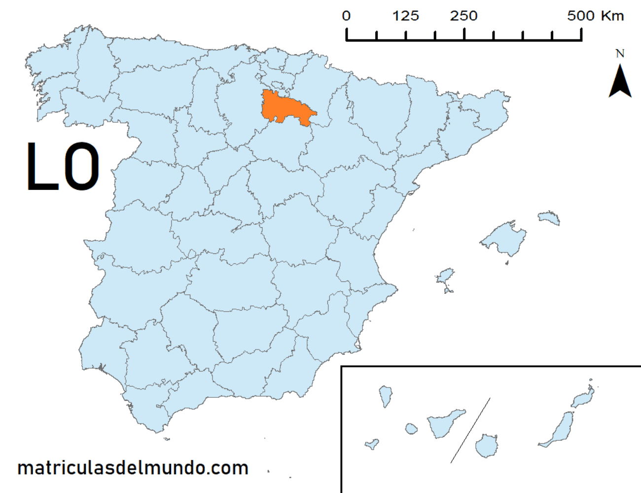 Mapa de la provincia de La Rioja señalada en naranja