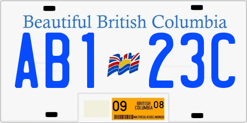 Matrícula de Canadá de la Columbia Británica British Columbia