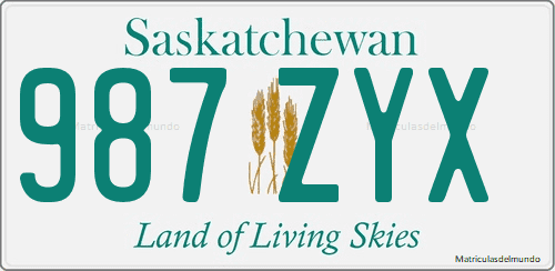 Matrícula de Canadá de coche de Saskatchewan Land of Living Skies