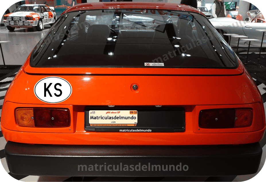 Red Porsche with the KS code from Kyrgyzstan