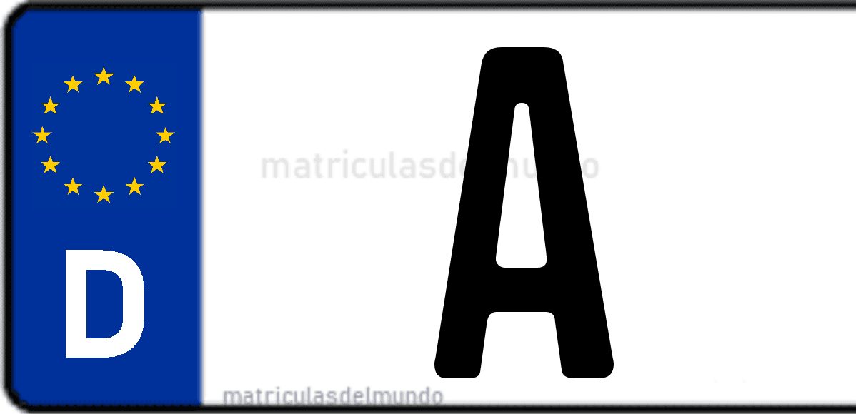 Imagen de matrícula de Alemania con código 'A'