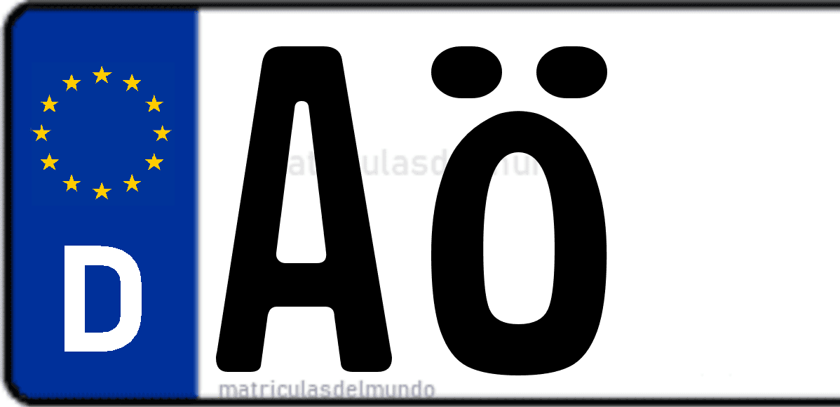 Imagen de matrícula de Alemania con código 'AÖ'