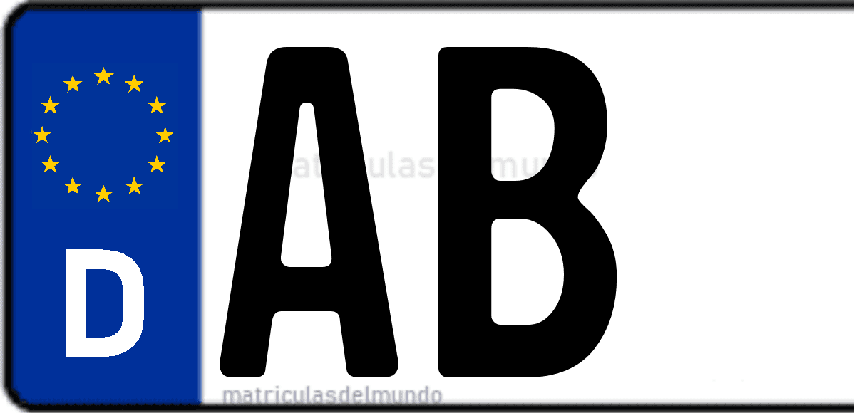 Imagen de matrícula de Alemania con código 'AB'