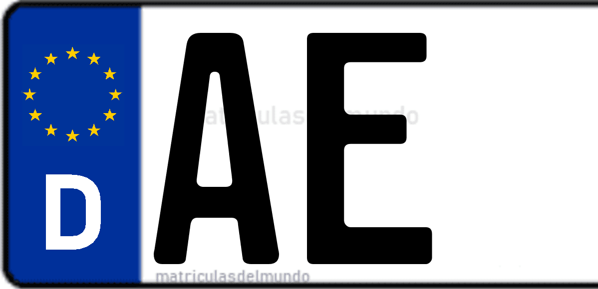 Imagen de matrícula de Alemania con código 'AE'