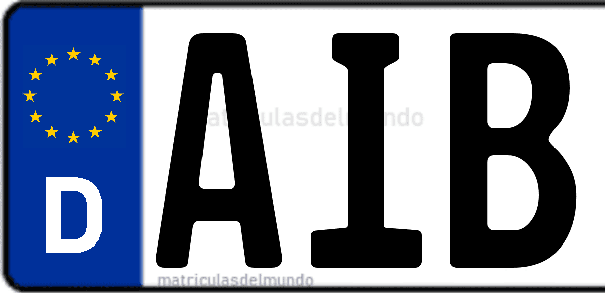 Imagen de matrícula de Alemania con código 'AIB'
