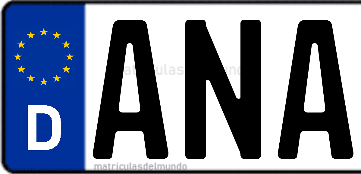 Imagen de matrícula de Alemania con código 'ANA'