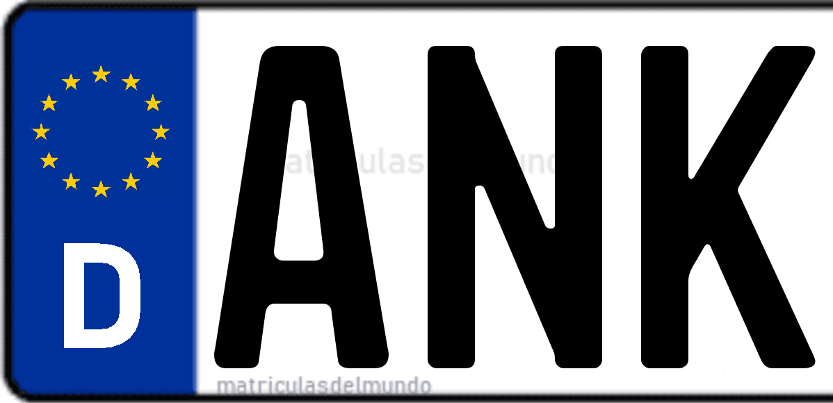 Imagen de matrícula de Alemania con código 'ANK'