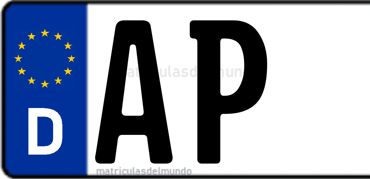 Imagen de matrícula de Alemania con código 'AP'