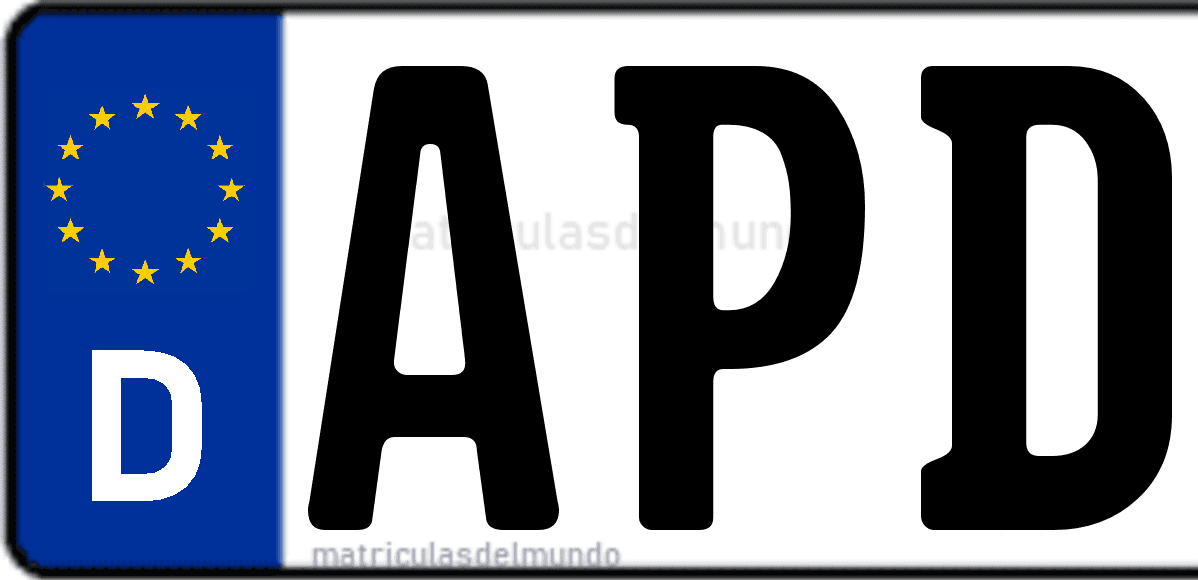 Imagen de matrícula de Alemania con código 'APD'
