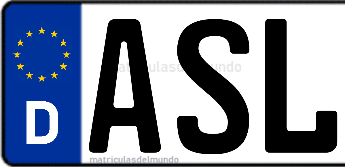 Imagen de matrícula de Alemania con código 'ASL'
