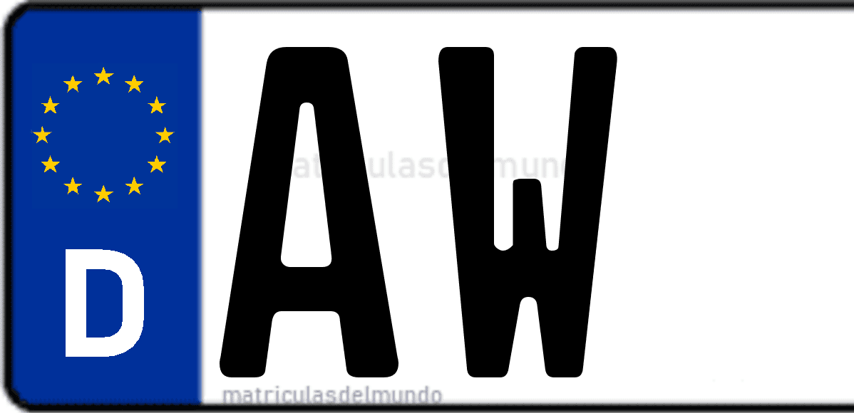Imagen de matrícula de Alemania con código 'AW'