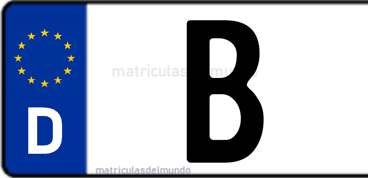 Imagen de matrícula de Alemania con código 'B'