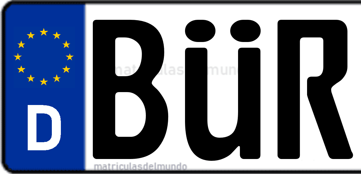 Imagen de matrícula de Alemania con código 'BÜR'
