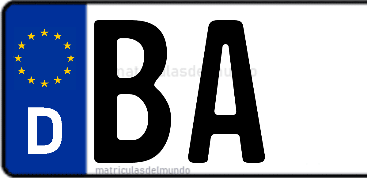 Imagen de matrícula de Alemania con código 'BA'