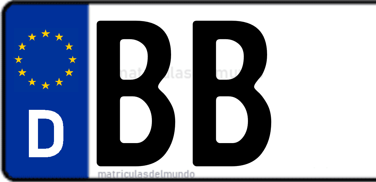 Imagen de matrícula de Alemania con código 'BB'