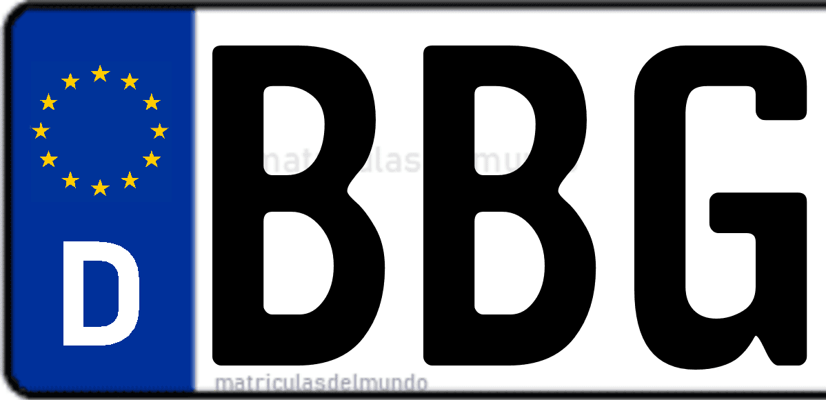 Imagen de matrícula de Alemania con código 'BBG'