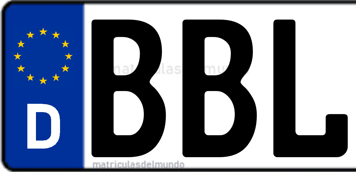 Imagen de matrícula de Alemania con código 'BBL'