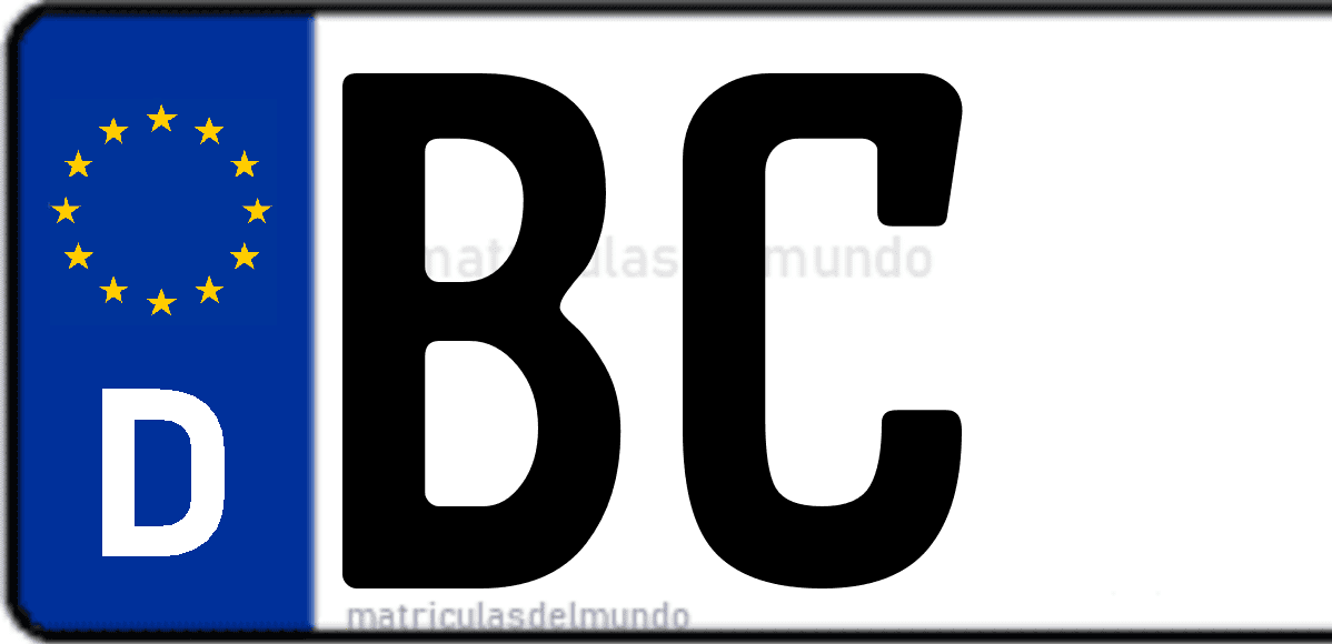 Imagen de matrícula de Alemania con código 'BC'