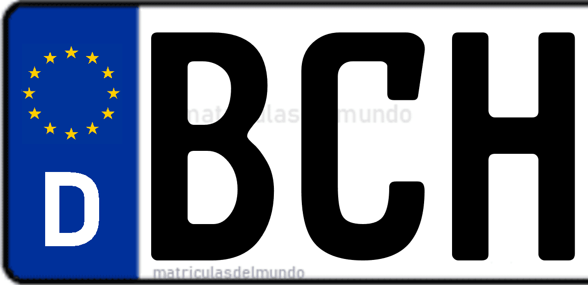 Imagen de matrícula de Alemania con código 'BCH'