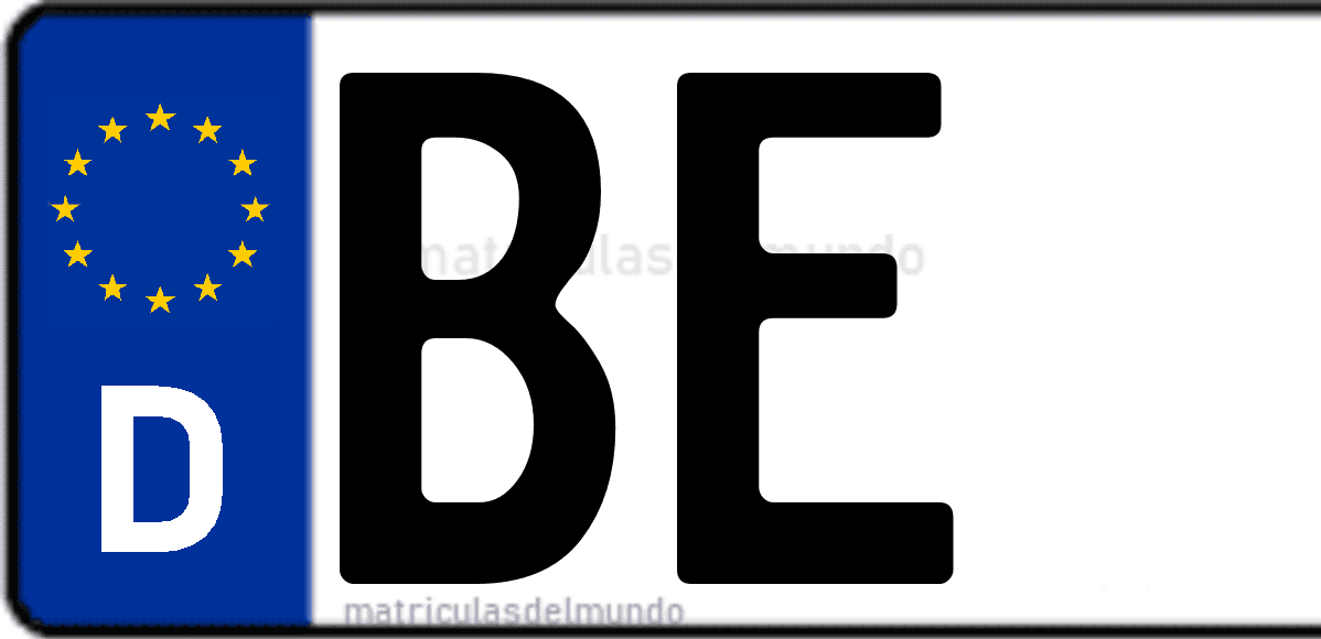 Imagen de matrícula de Alemania con código 'BE'
