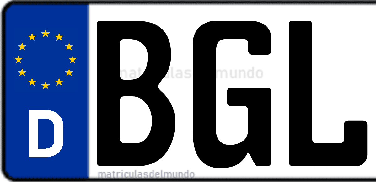 Imagen de matrícula de Alemania con código 'BGL'